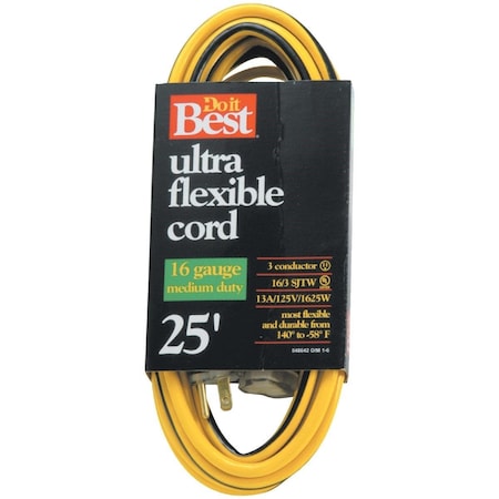 All-Source SJTW Extension Cord, 16 AWG, Outdoor, 16/3, 1 Outlets, 25 ft 553060